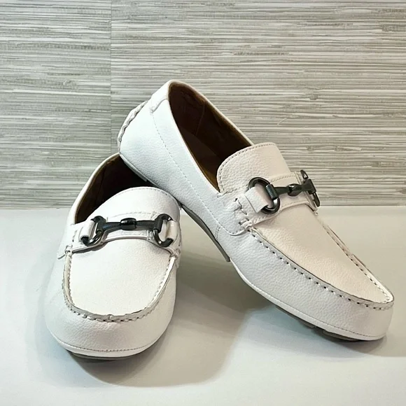 Reaction Kenneth Cole White Slip-On Loafers with Metal Detail Reaction Kenneth Cole White Slip-On Loafers with Metal  main image 3